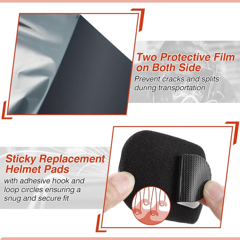 Feekoon 1 Pack Face Shield Replacement Lens with Helmet Pads, Tinted Full Face Shield Compatible with Hobart 770580, Replacement Foam Padding Kits for Welding, Grinding, DIY, Cosplay Helmet - Image 4